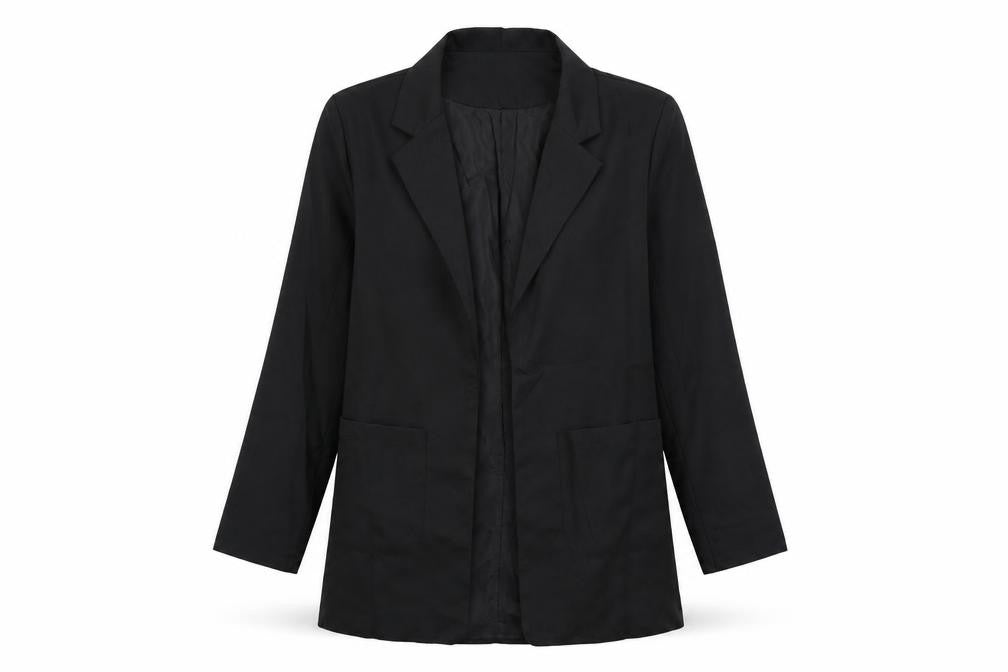 Front view of Preworn women’s black jacket blazer, size L