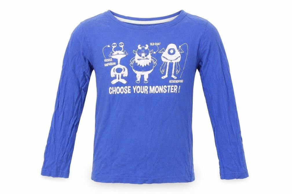 Front view of NKY boys’ blue houndstooth basic t-shirt, size 8, years