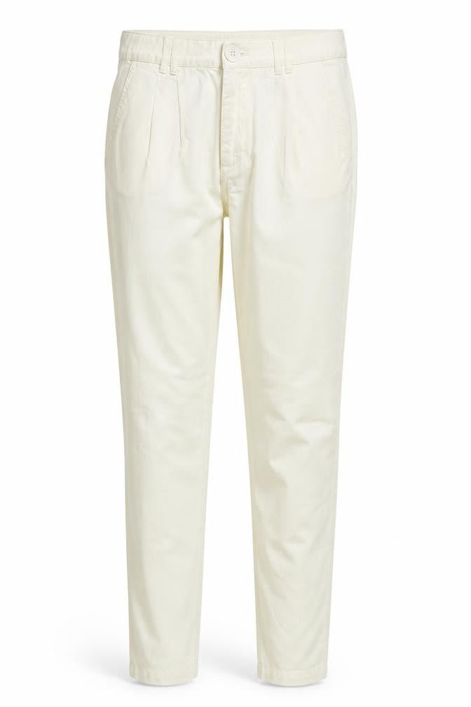 Front view of Berksha women’s white trousers, size UK 12, - washable mark