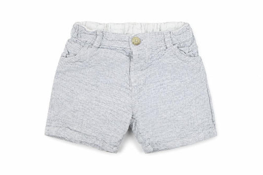 Front view of Matalan girls’ grey striped chino shorts, size 3-4, years