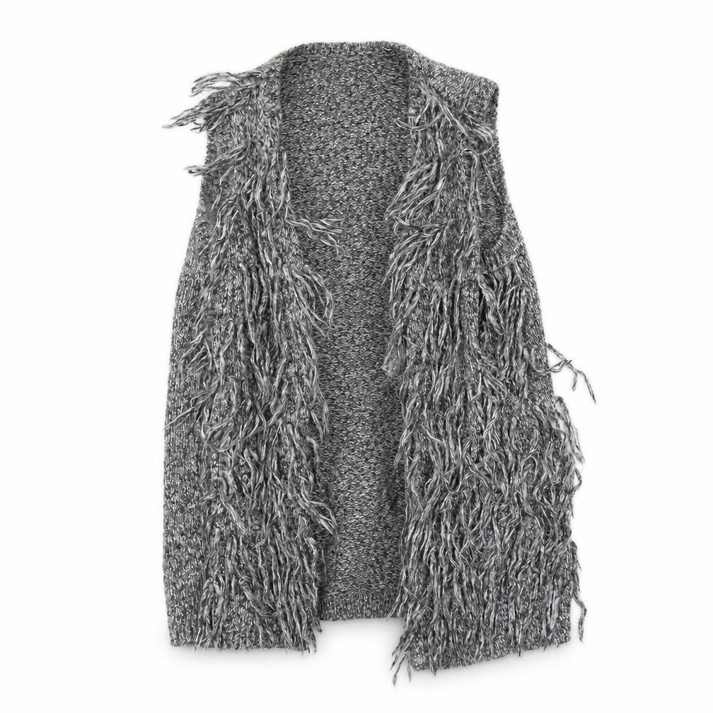 Front view of H&M women’s grey gilet jacket, size M