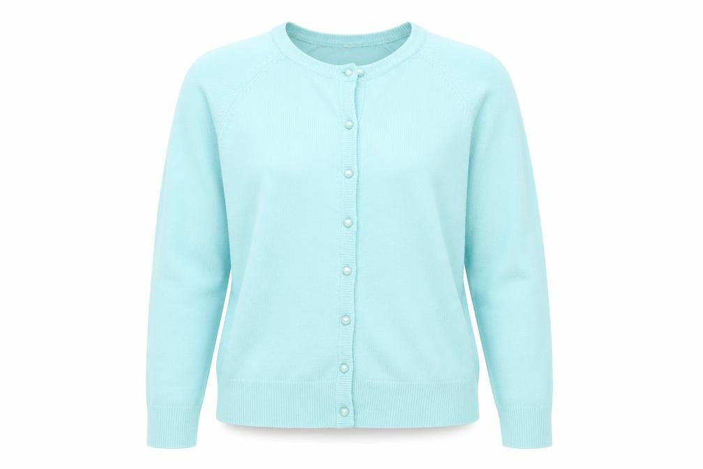 Front view of Sarah Hamilton women’s green cardigan jumper, size S