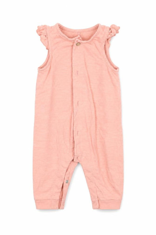 Front view of Tu girls’ pink babygrow one-piece, size 3-6, months
