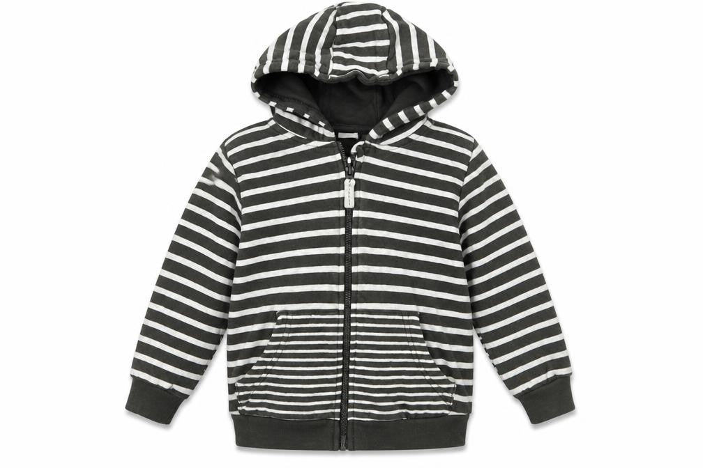 Front view of Tu girls’ green striped jacket, size 2-3, years