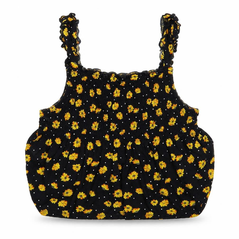 Front view of Tu women’s black floral cropped t-shirt, size UK 16