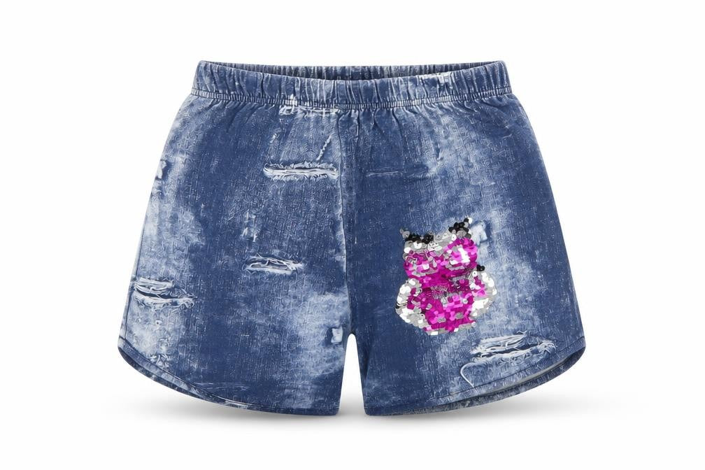 bebe Girls Blue  Denim Sweat Shorts Size 9 Years