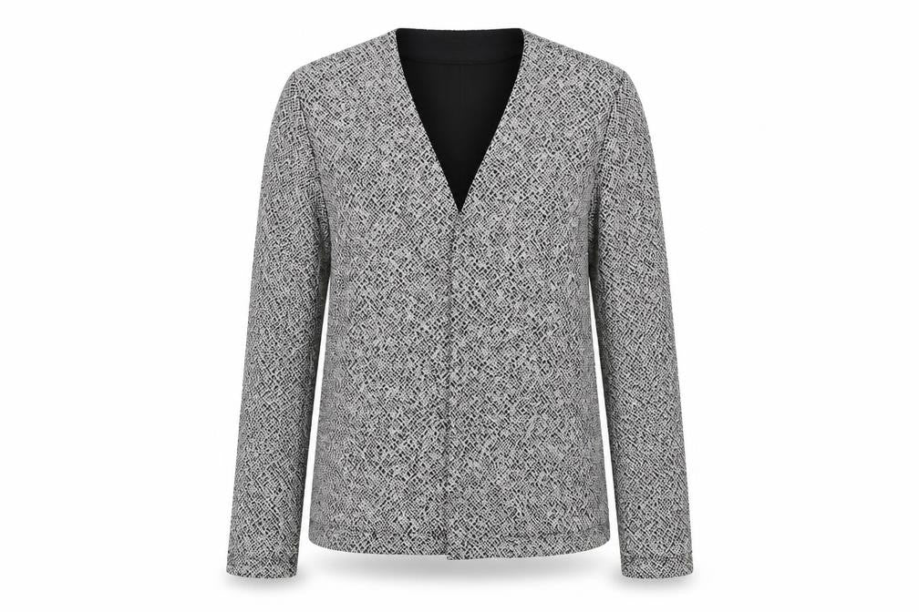 Front view of Ronni Nicole women’s silver jacket blazer, size M