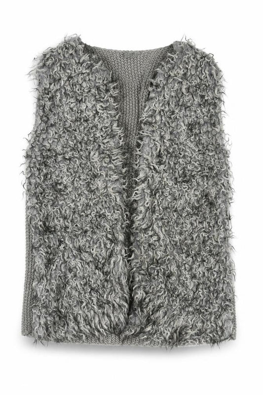 Front view of Primark women’s grey gilet poncho, size UK 12