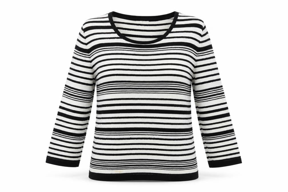 Front view of Country Casuals women’s multicoloured striped knit jumper, size S
