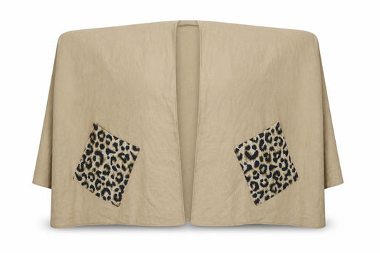 Front view of Avon women’s brown animal print jacket poncho one size