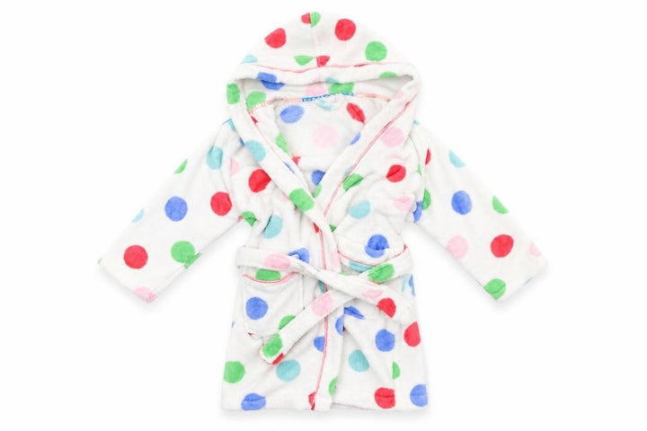 John Lewis Girls White Polka Dot Fleece Gown Size 6 Years