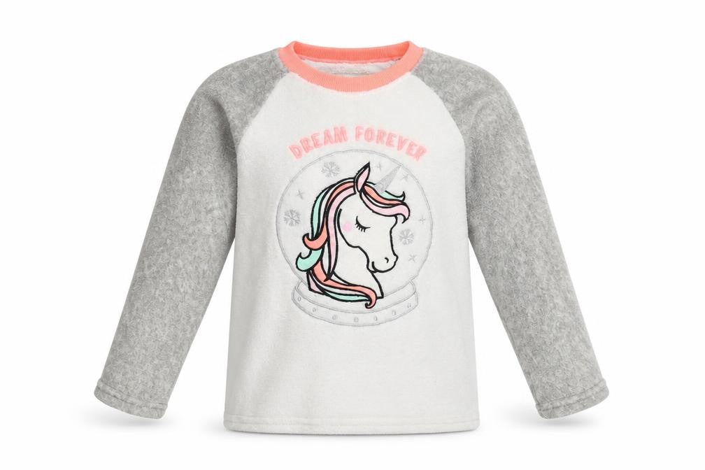 Primark Girls Multicoloured Solid Fleece Top Pyjama Top Size 10-11 Years  - Unicorn