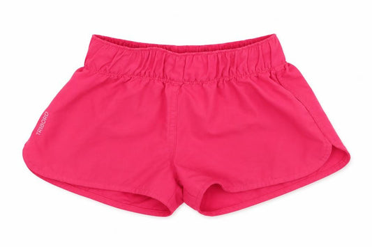 Front view of Decathlon girls’ pink sweat shorts, size 6, years