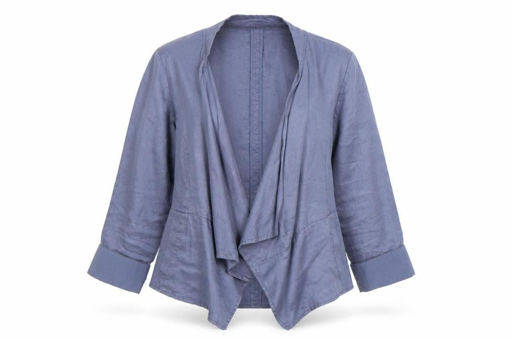 Front view of Marks & Spencer women’s blue jacket, size UK 12