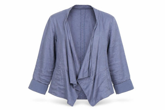 Front view of Marks & Spencer women’s blue jacket, size UK 12