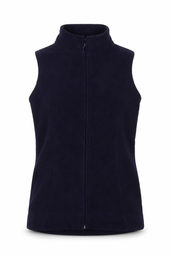 Front view of EWM women’s blue jacket waistcoat, size UK 10