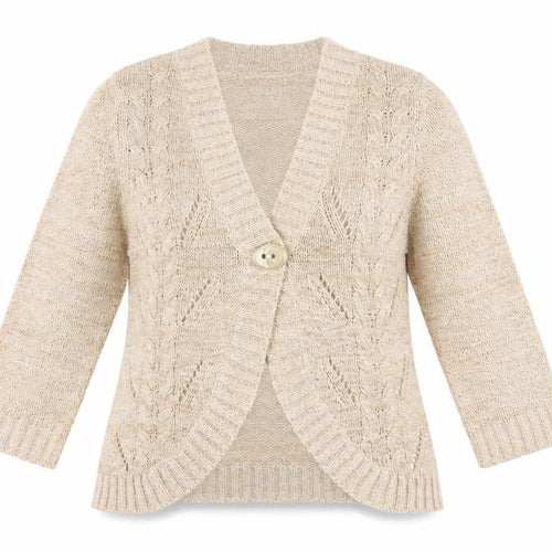 E-vie Womens Beige Argyle/Diamond  Cardigan Jumper Size 14