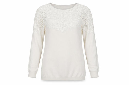 Front view of ASOS women’s white floral jumper, size UK 12