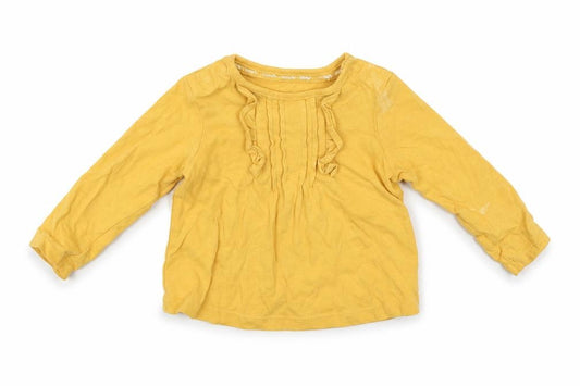 Front view of Tu girls’ yellow jumper, size 3-6, months