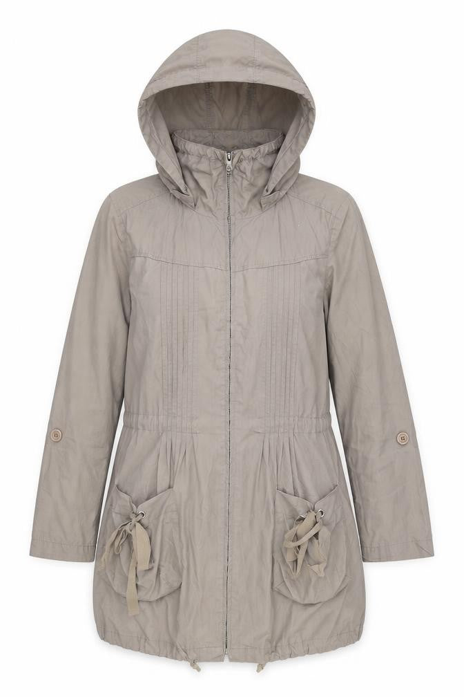 Front view of Denim Co women’s grey jacket coat, size UK 10