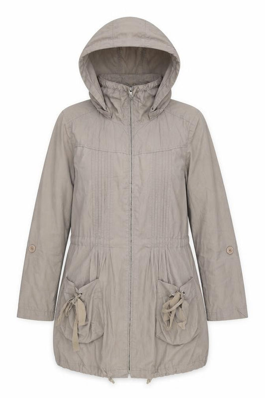 Front view of Denim Co women’s grey jacket coat, size UK 10