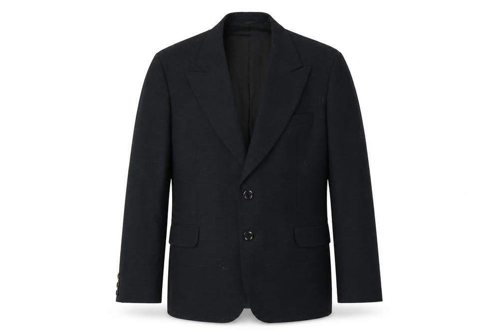 Front view of Odevni Prumysl men’s black check jacket suit jacket, size 44