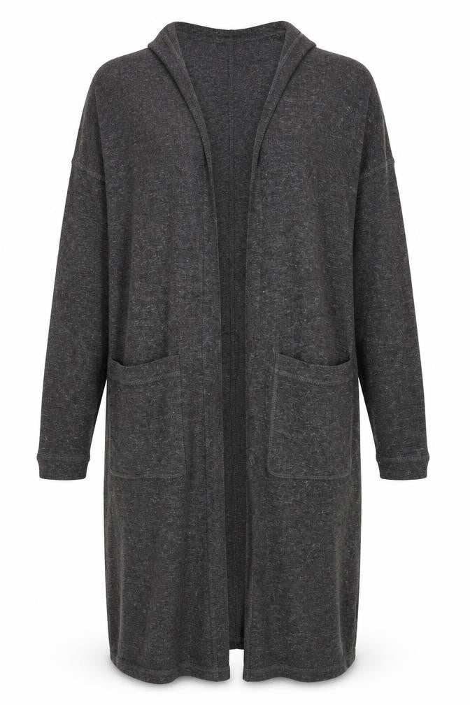Front view of Monki men’s grey jacket coatigan, size M