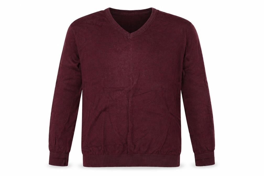 Front view of Geogrer men’s red jumper, size XL
