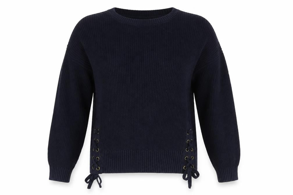 Front view of H&M women’s blue jumper, size M