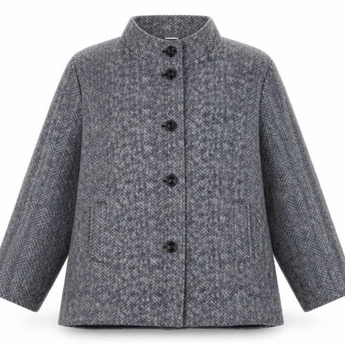 ann de lancay Womens Grey Striped  Jacket Coat Size 2XL