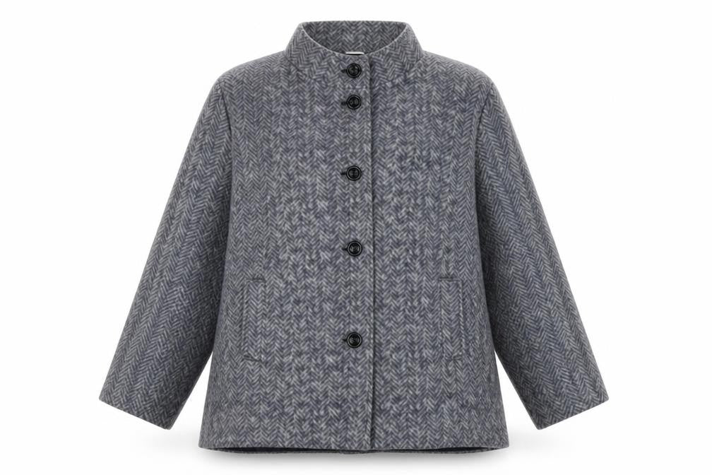 ann de lancay Womens Grey Striped  Jacket Coat Size 2XL