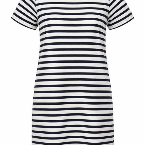 Quba & Co. Womens White Striped  T-Shirt Dress  Size 8