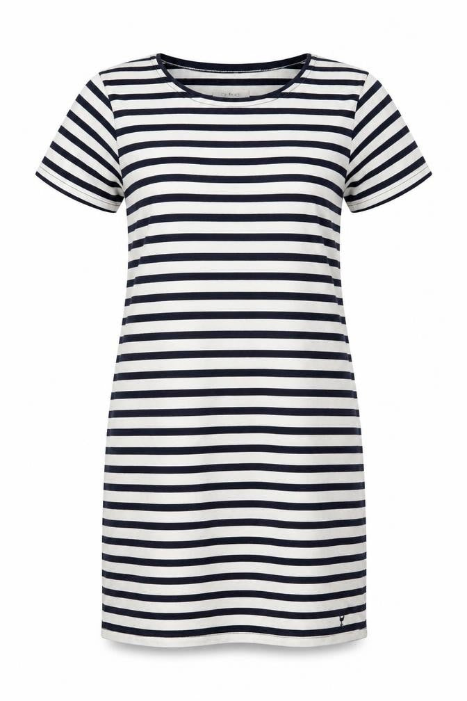 Quba & Co. Womens White Striped  T-Shirt Dress  Size 8