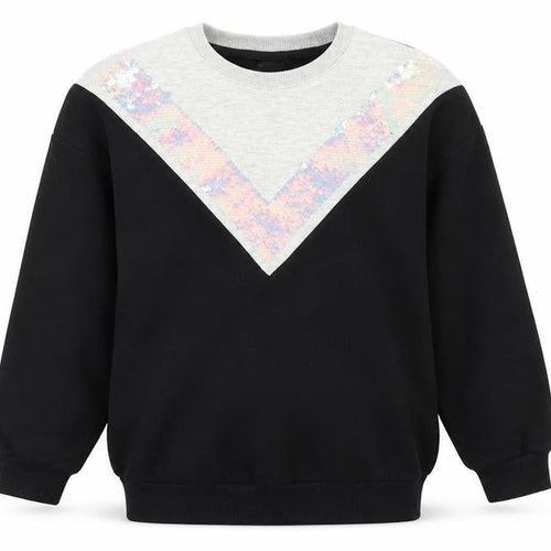 F&F Girls Black Colourblock  Pullover Sweatshirt Size 10-11 Years