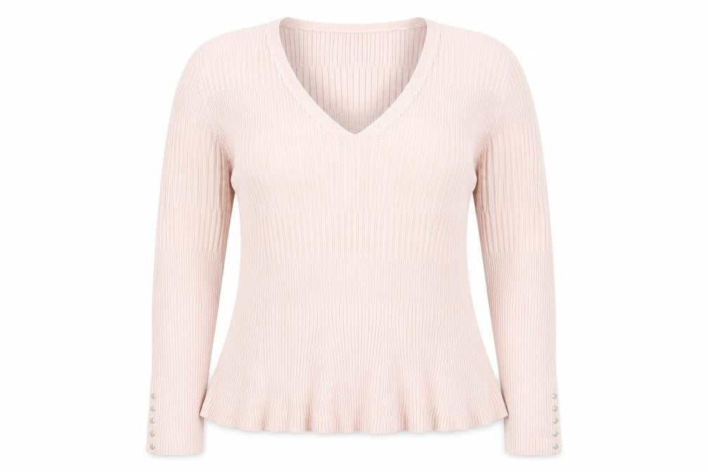 Front view of Per Una women’s pink knit jumper, size UK 16