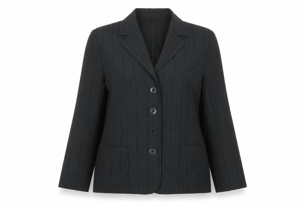Front view of Lebek women’s blue jacket blazer, size UK 12