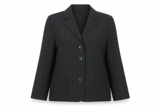 Front view of Lebek women’s blue jacket blazer, size UK 12