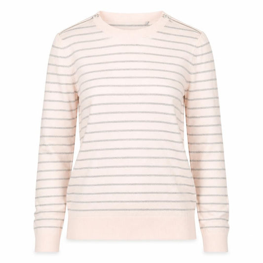 Front view of Principles women’s pink striped knit jumper, size UK 8