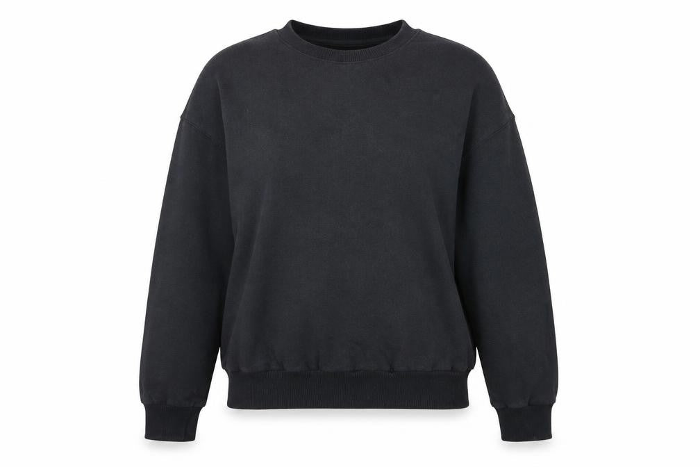 Front view of H&M women’s grey pullover sweatshirt, size XS