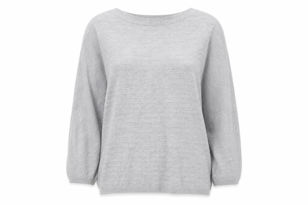 Front view of Bonmarché women’s grey knit jumper, size L