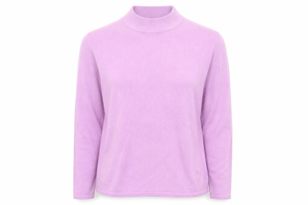 Front view of Bonmarché women’s pink knit jumper, size M