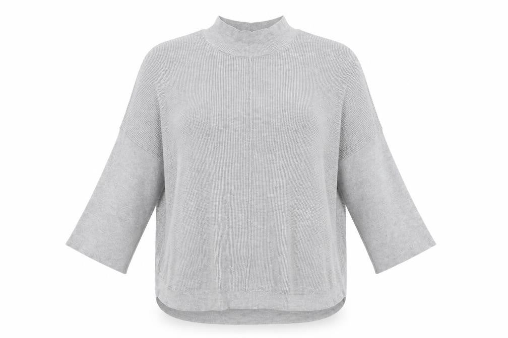 Front view of PAYTON PRIMROSE women’s grey knit jumper, size M