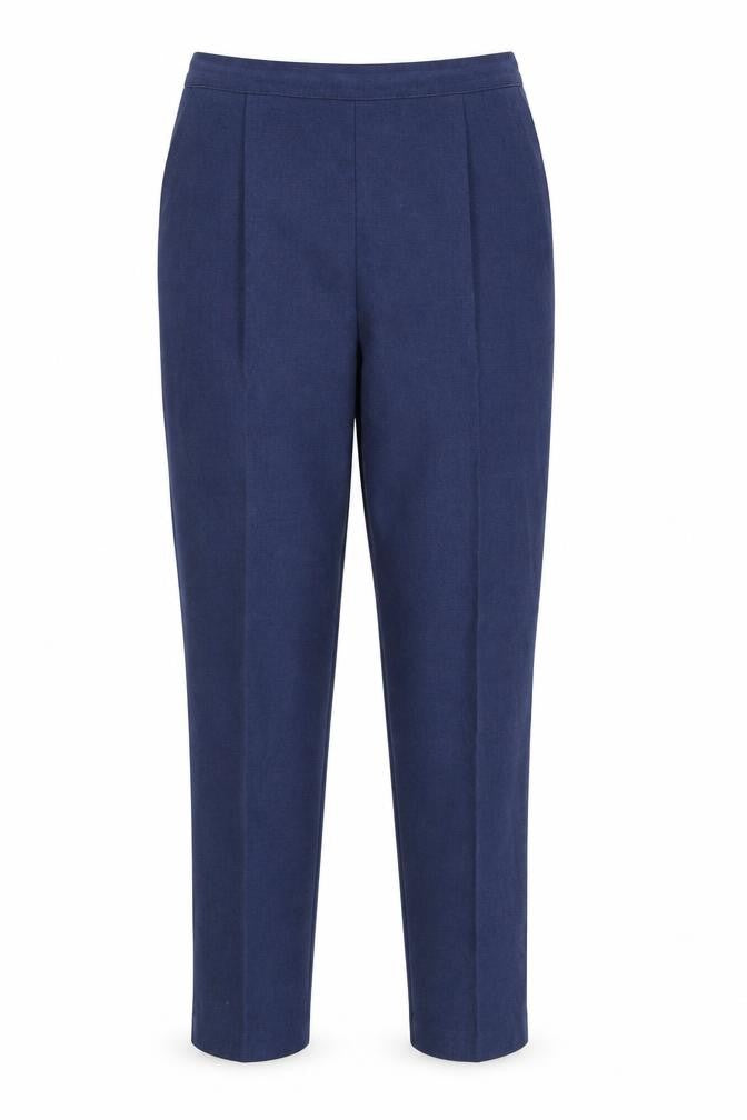 Front view of Classics women’s blue trousers, size UK 12, 28-inch leg