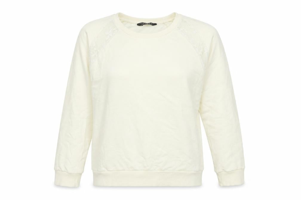 Front view of Dorothy Perkins women’s ivory jersey pullover sweatshirt, size UK 10