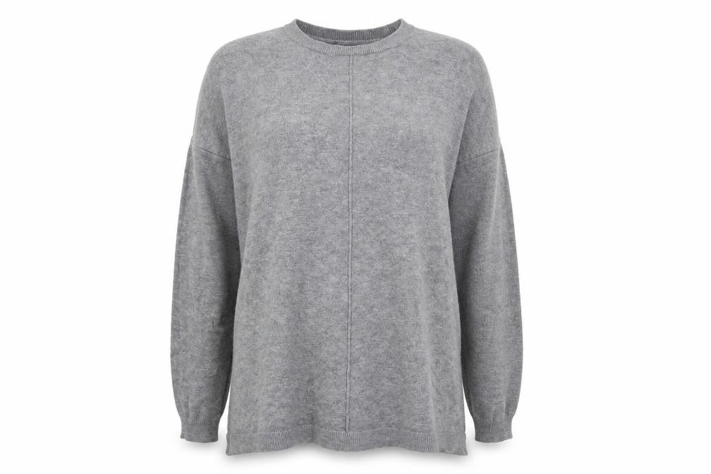 Front view of Atmosphere women’s grey knit jumper, size UK 12
