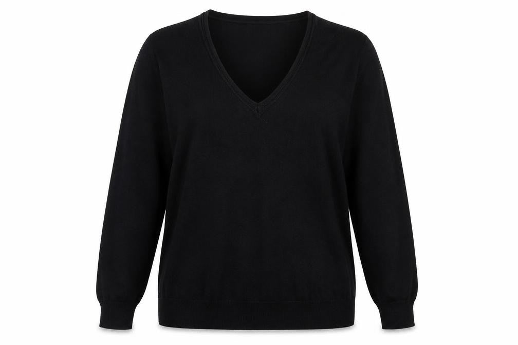 Front view of Marks & Spencer women’s black knit jumper, size UK 12