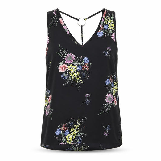 Front view of Primark women’s black floral basic blouse, size UK 8