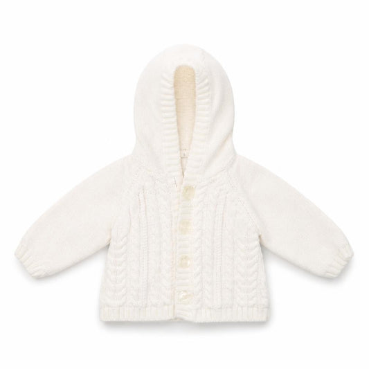 Front view of Mini Club girls’ white basic jacket jacket, size 0-3, months