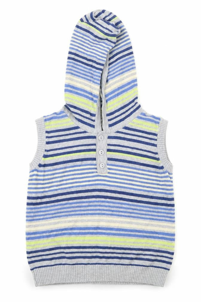Front view of Preworn boys’ multicoloured striped jumper, size 4-5, years