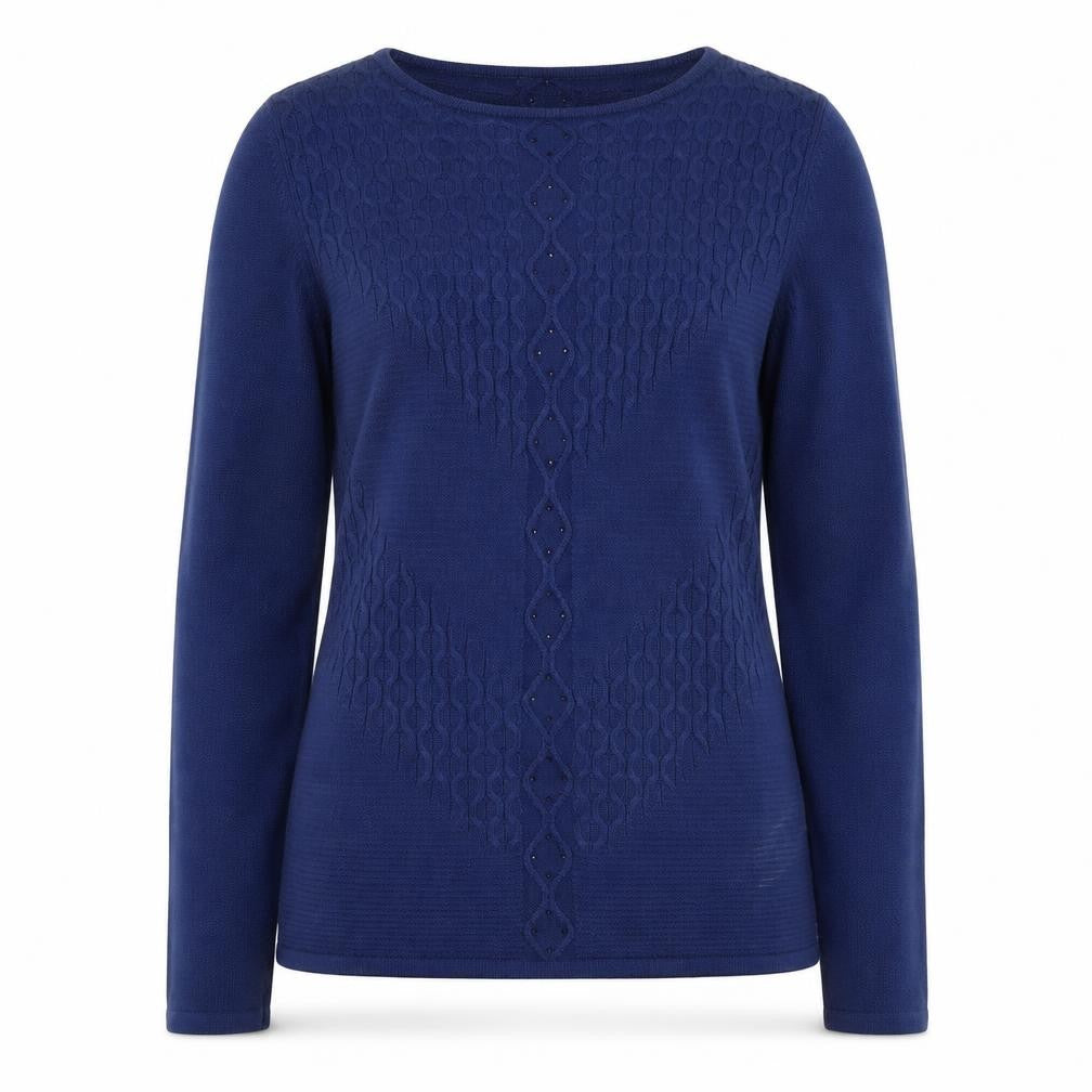 Front view of anna rose women’s blue jumper, size M